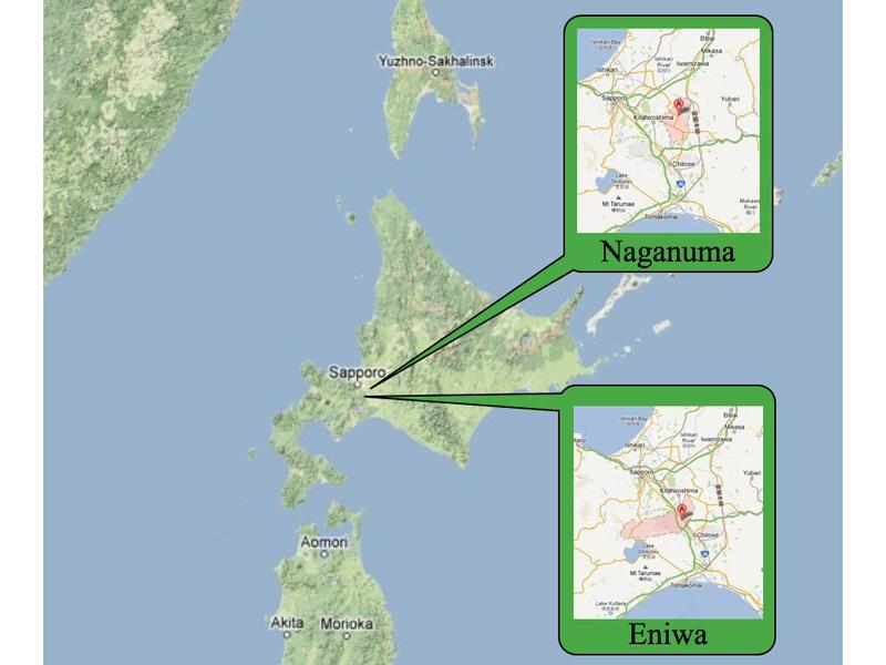 Figure 3: Map showing Eniwa and Naganuma 